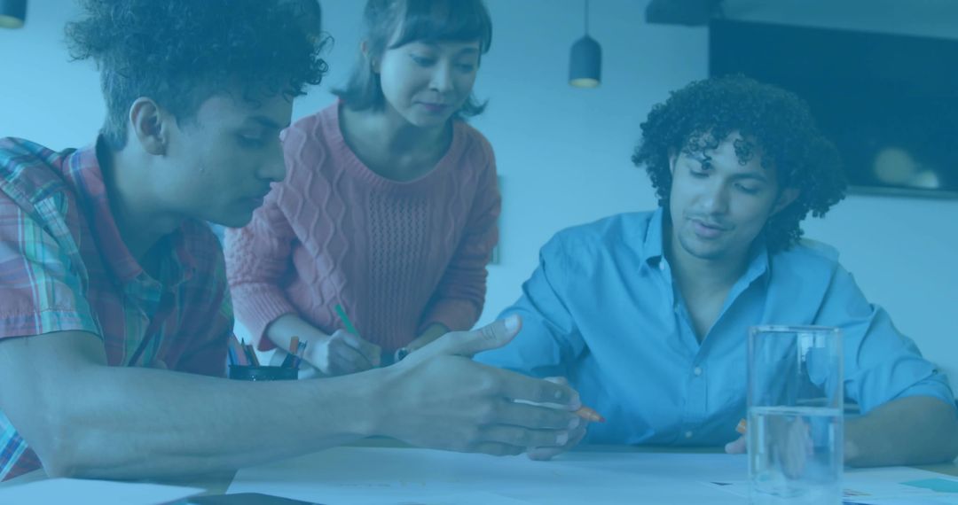 Creative Team Collaborating on Workplace Brainstorming Session