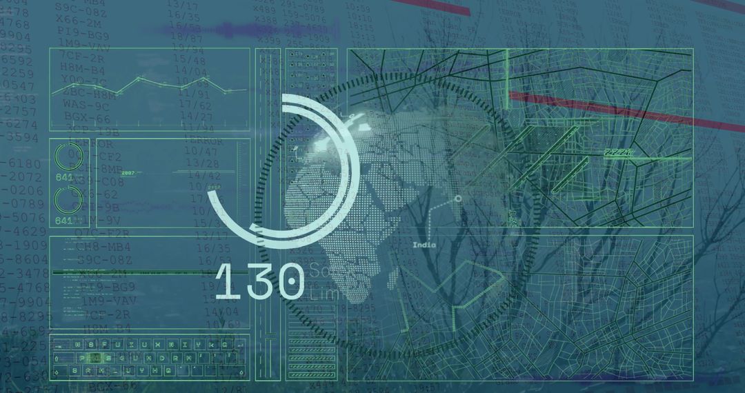 Digital Data Processing Over Globe with Map Visualization