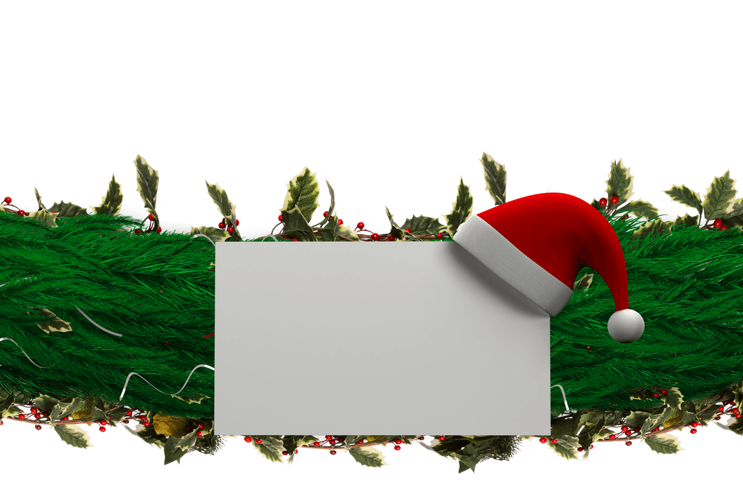 Transparent Christmas Garland with Santa Hat and Blank Card