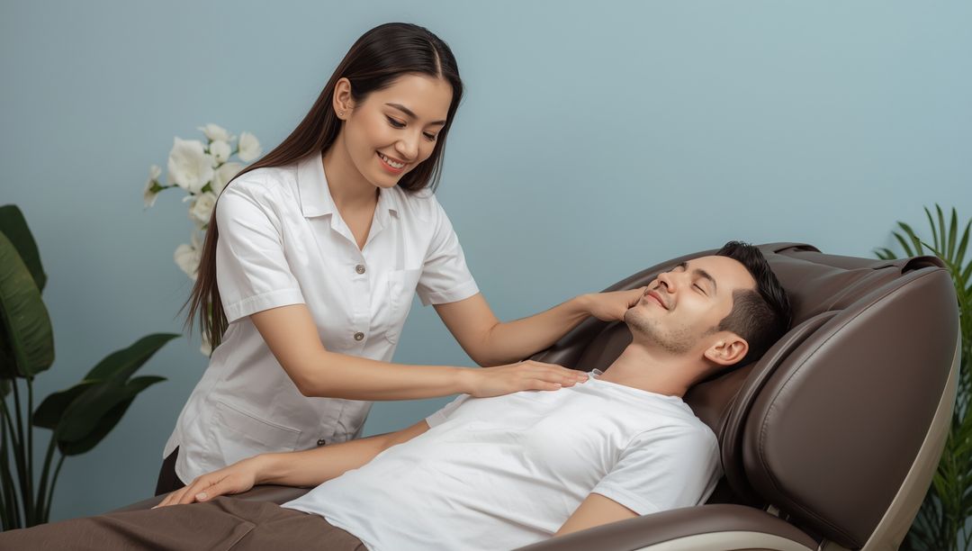 Serene Spa Massage Session with Smiling Therapist in Luxurious Setting