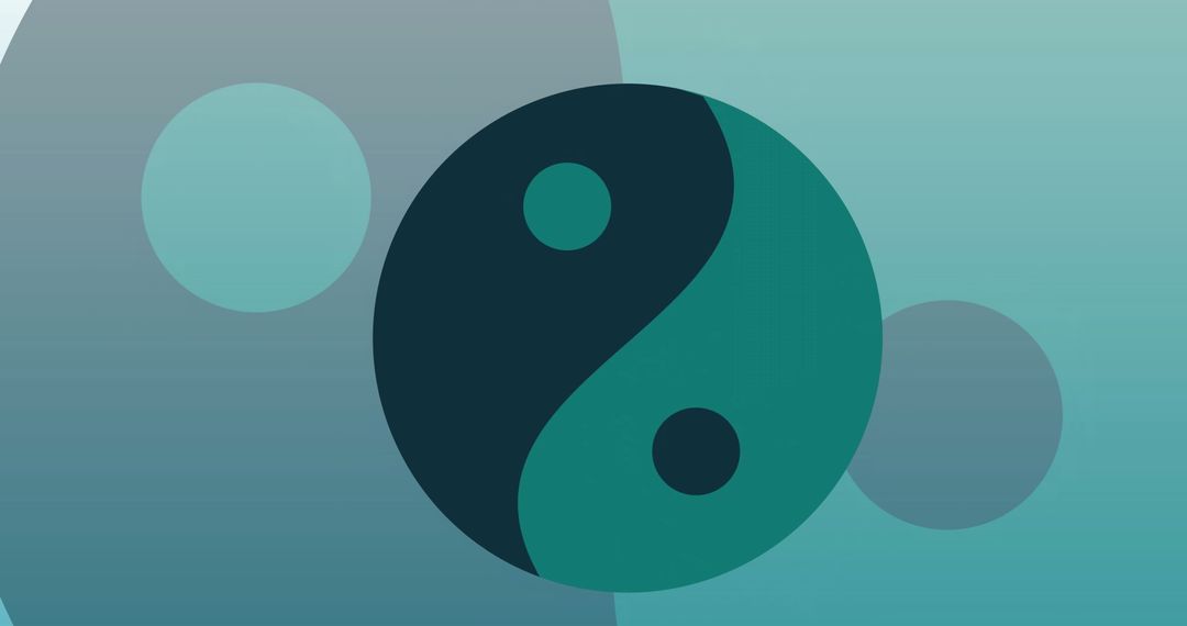Spinning Yin Yang Symbols on Green Background Balance concept