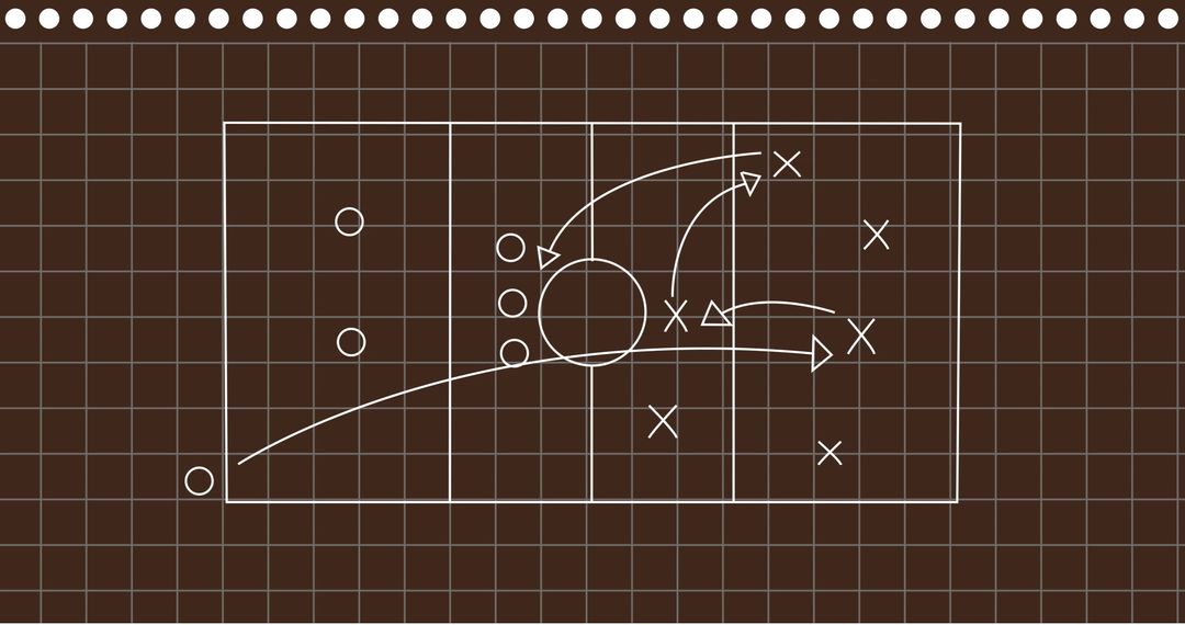 Strategic Game Play Chalkboard on Brown Grid Background