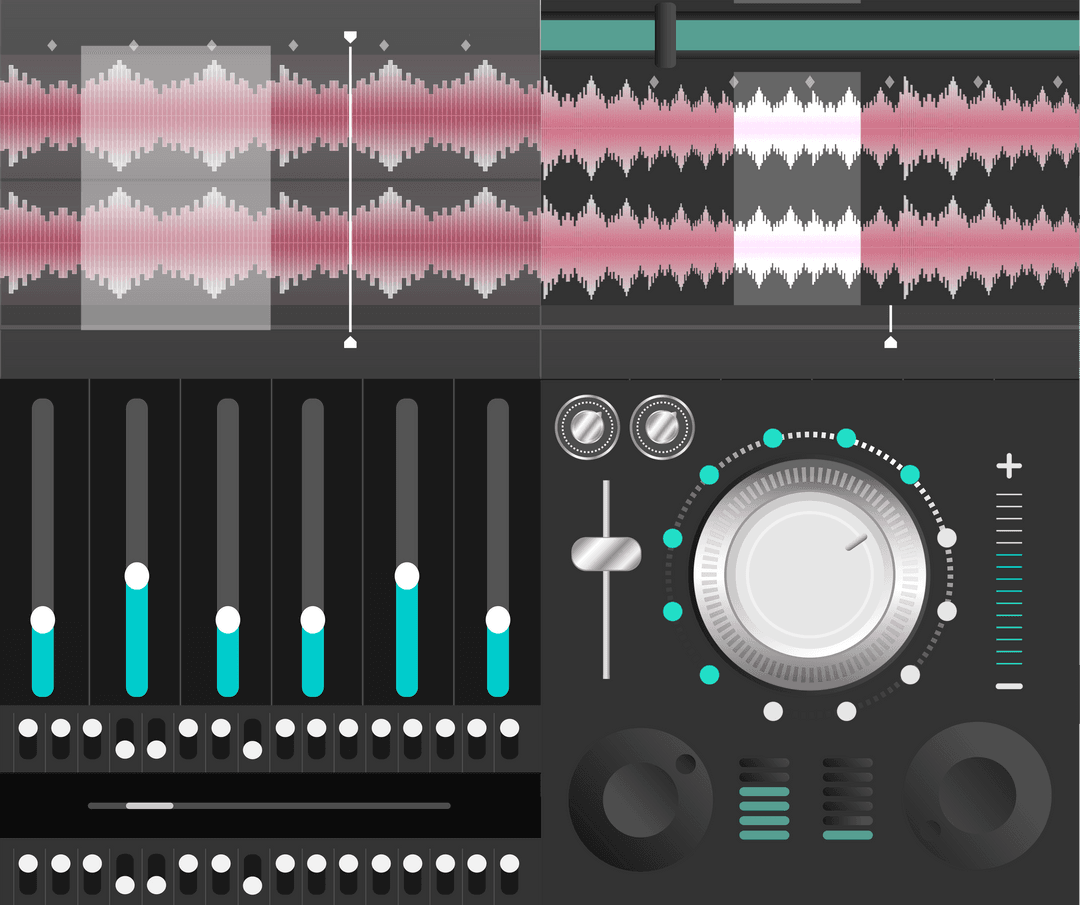 Digital Music Mixer Illustration on Transparent Background Creativity