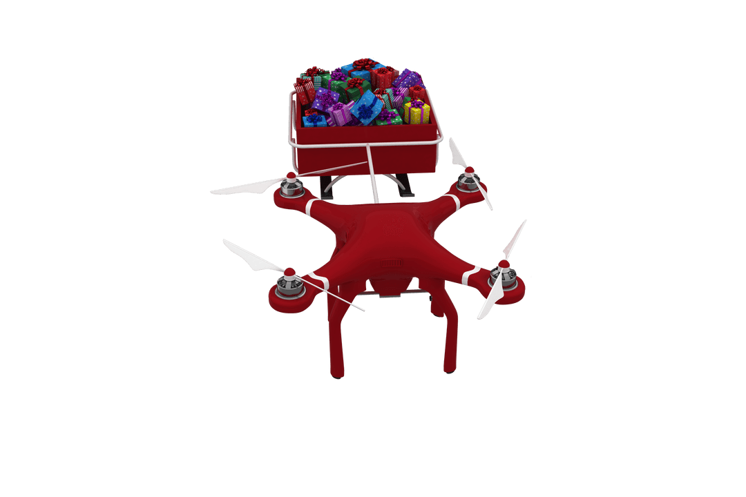 Drones Bringing Holiday Cheer: A Modern Touch to Traditions on Transparent Background