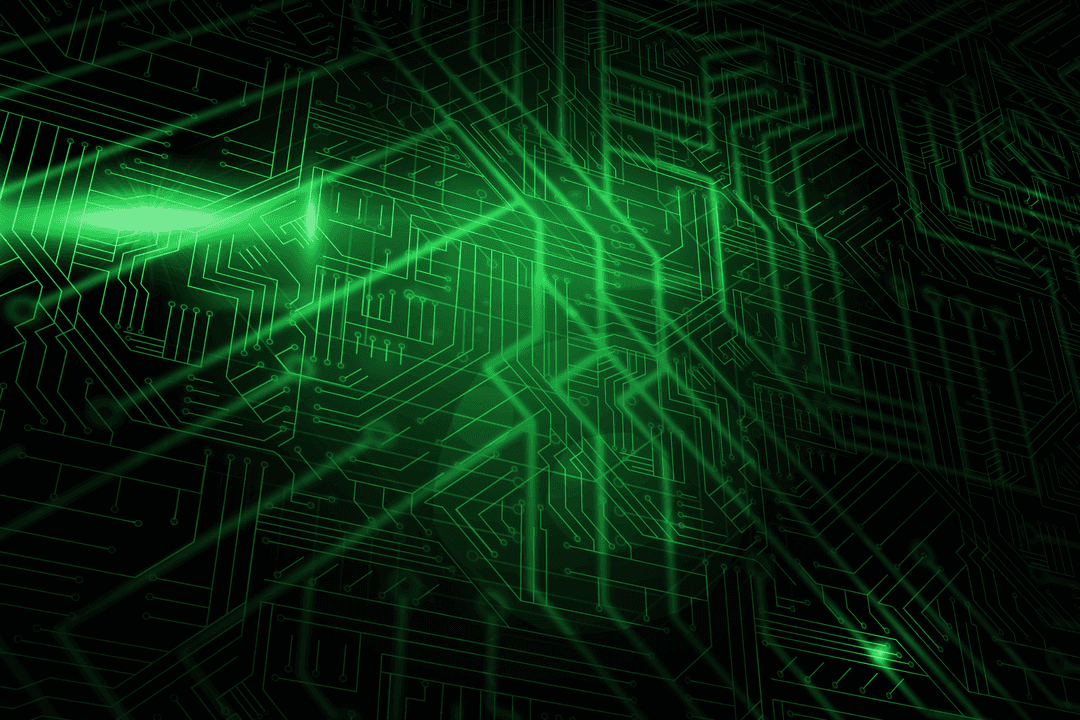 Glowing Green Circuit Board on Transparent Background