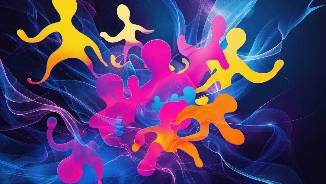 Crazy dynamic abstract colorful shapes with ethereal trails
