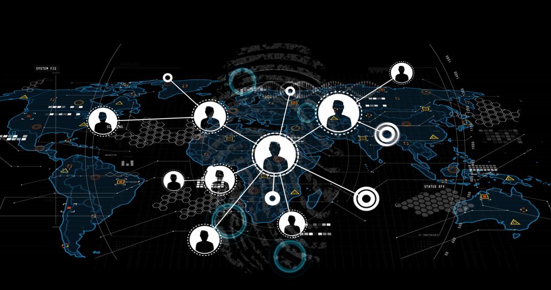 Global Connection Network with Digital Interface on World Map
