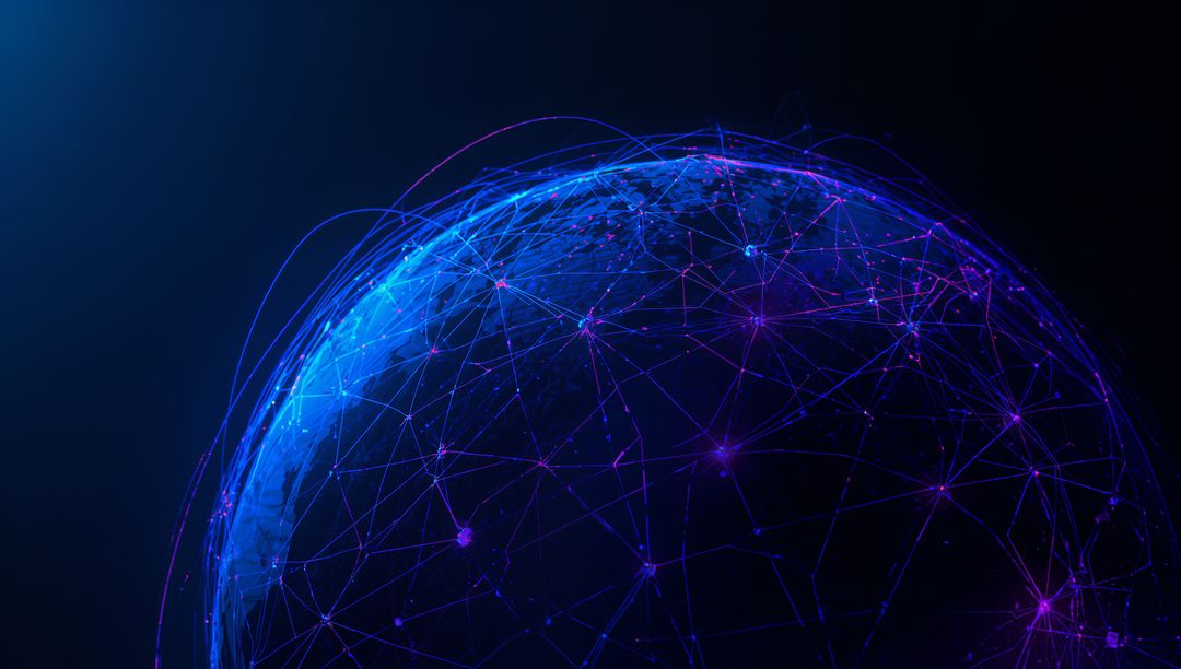 Glowing Digital Sphere with Global Connection Network