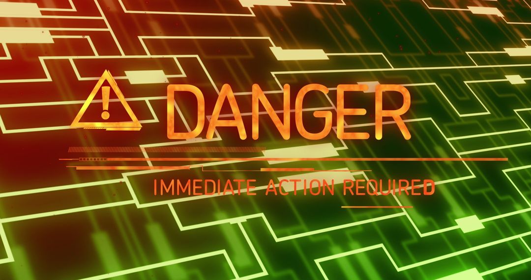 Digital Network Warning with Glowing Danger Alert