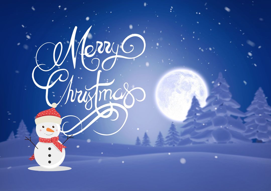 Winter Wonderland with Snowman and Merry Christmas Content