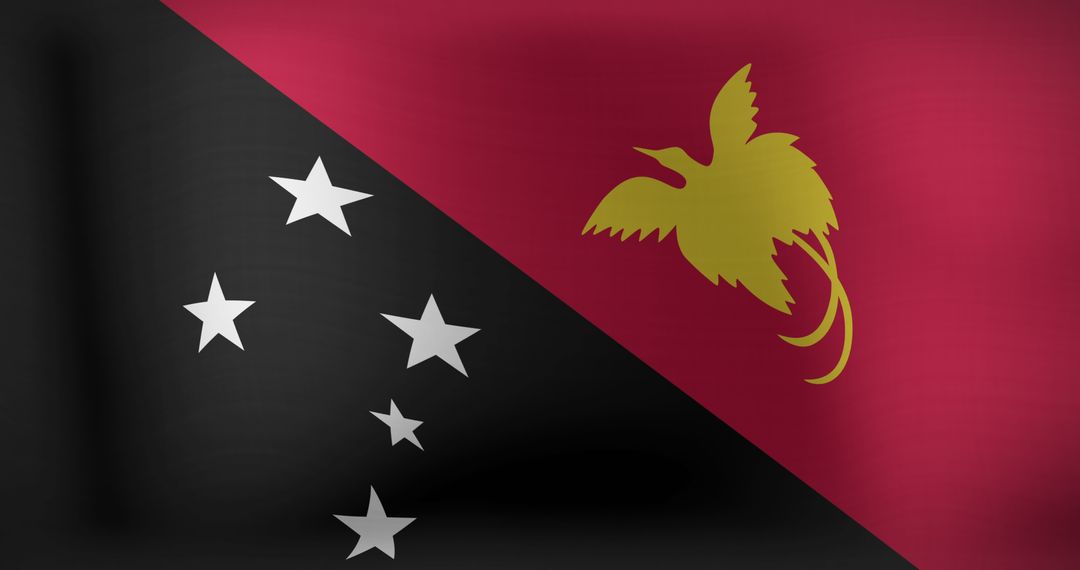 Waving Flag of Papua New Guinea During Daylight
