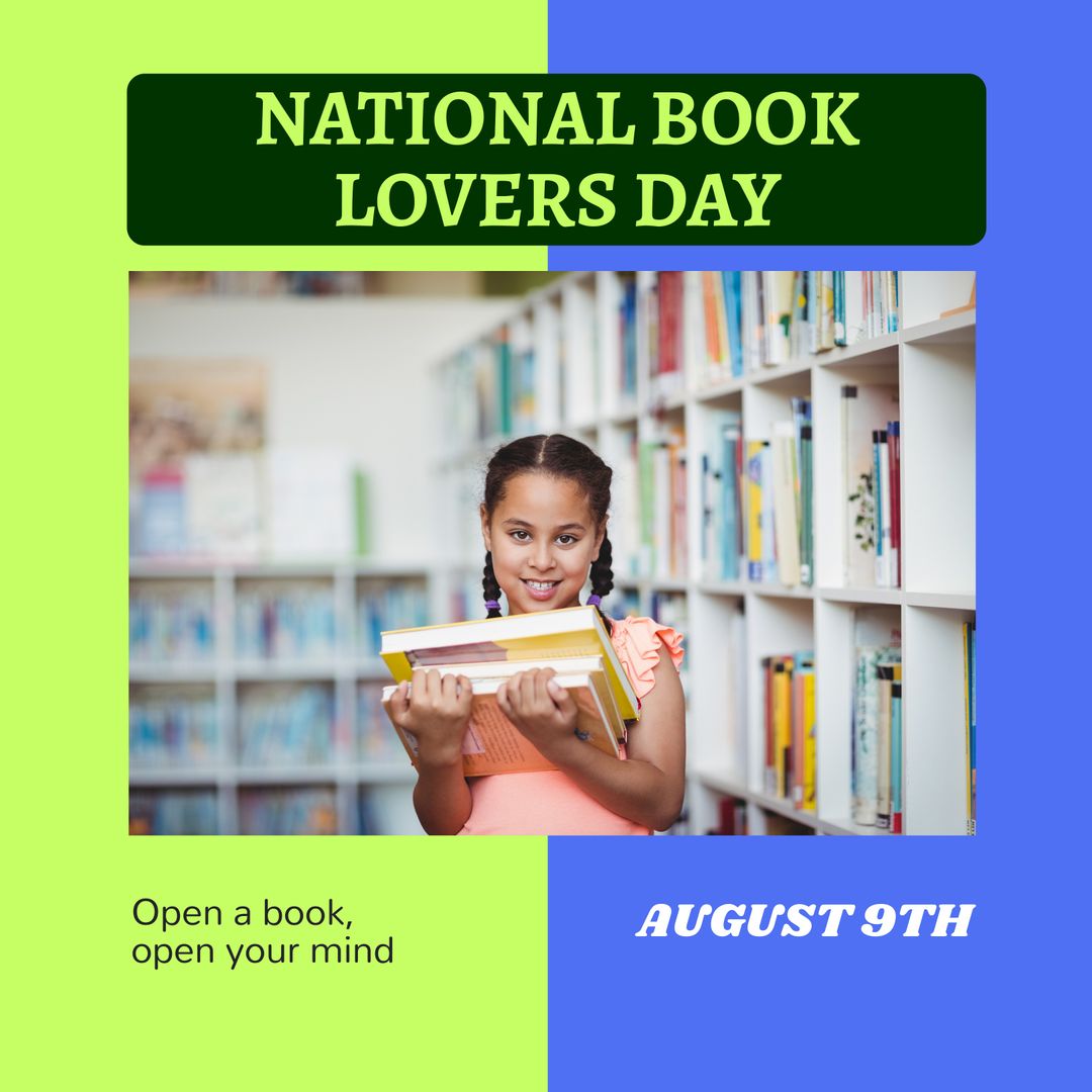 National Book Lovers Day Celebration with Young Girl in Library