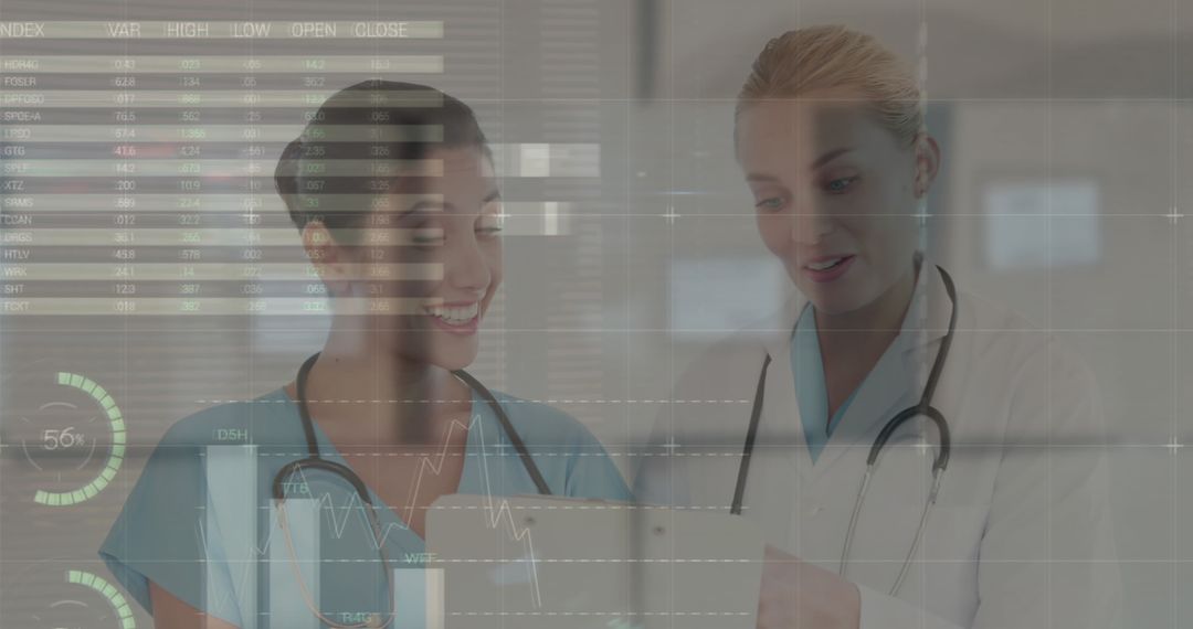 Healthcare Professionals Analyzing Medical Data Digital Interface