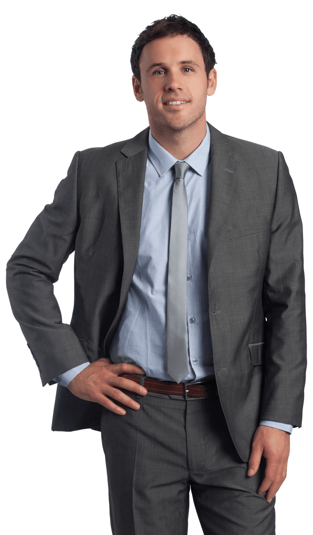 Confident Businessman Smiling in Smart Suit Transparent