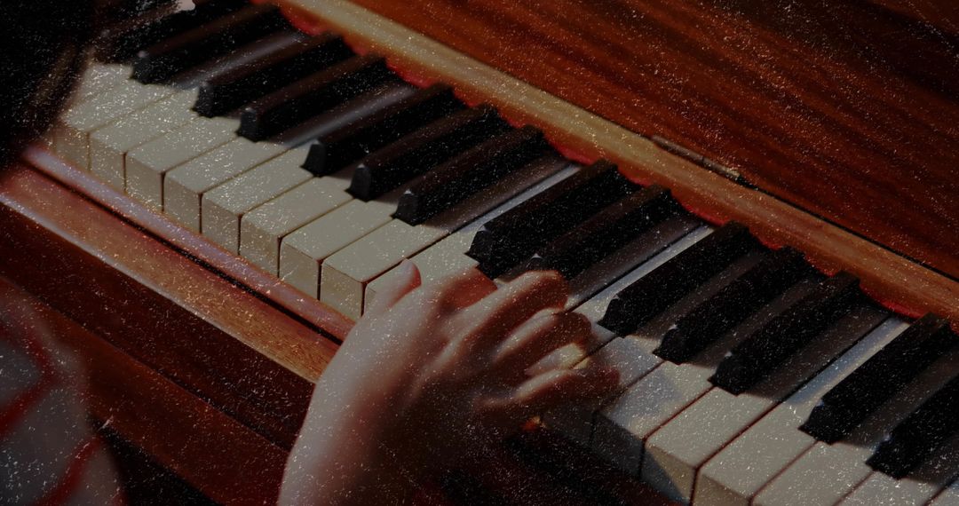 Child Playing Piano with Concentration and Skill