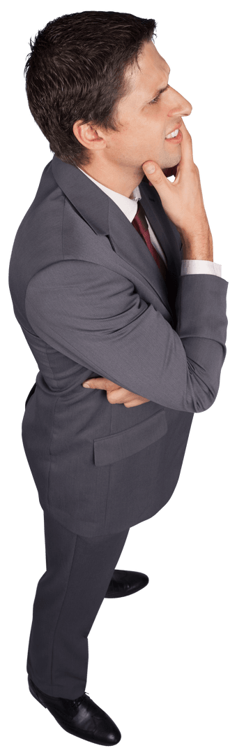 Transparent Thinking Businessman Pondering Strategy in Suit