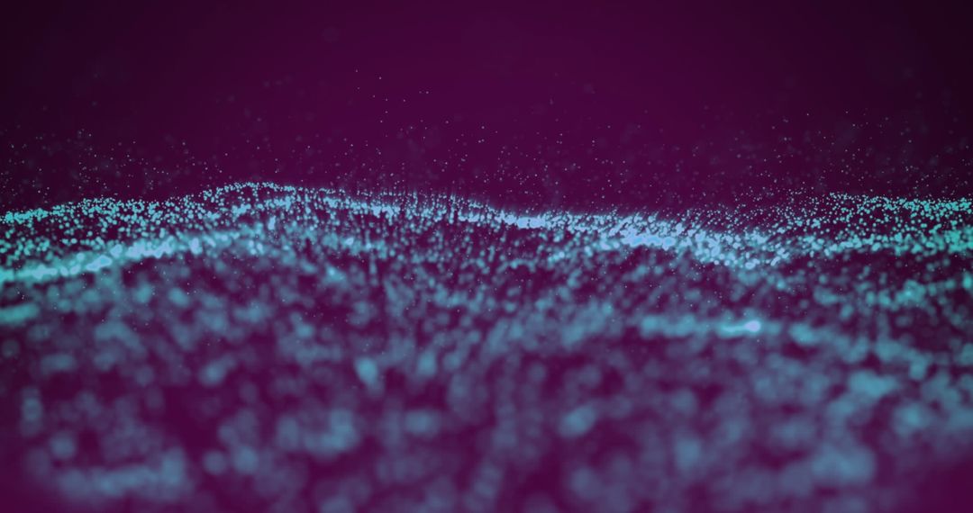 Glowing Blue Particle Wave on Purple-Black Background