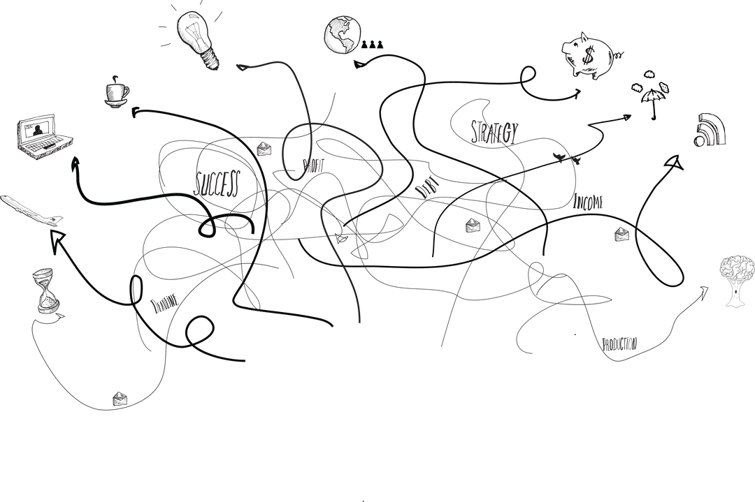 Transparent Mind Map with Business Strategy Elements