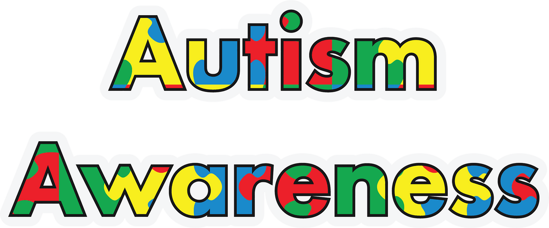 Colorful Autism Awareness Text on Transparent Background