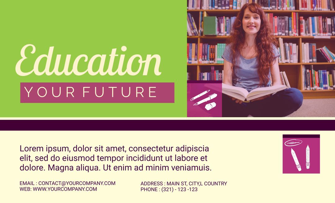 Young Woman Reading in Library for Academic Growth Promotion