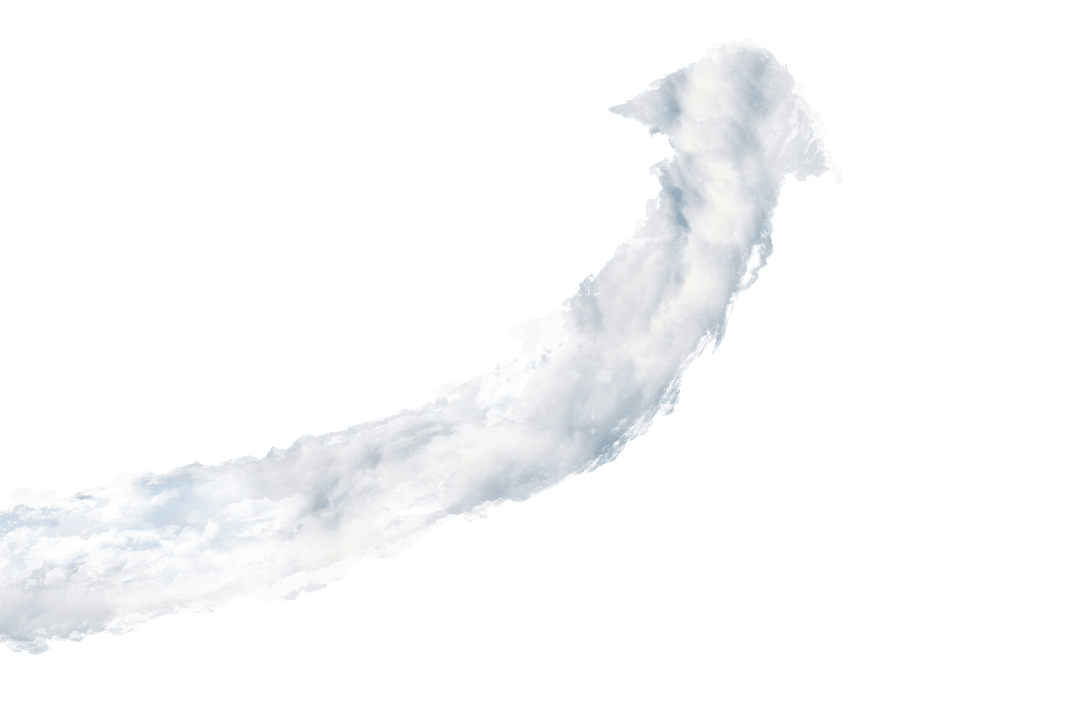 Cloudy White Arrow Illustration on Transparent Background