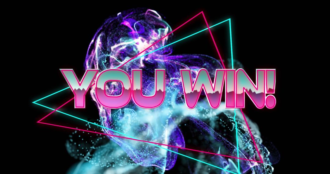 Retro Futuristic You Win Banner with Vibrant Shapes