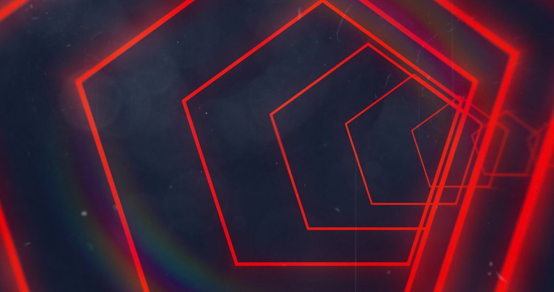 Abstract Red Neon Hexagon Tunnel on Dark Background