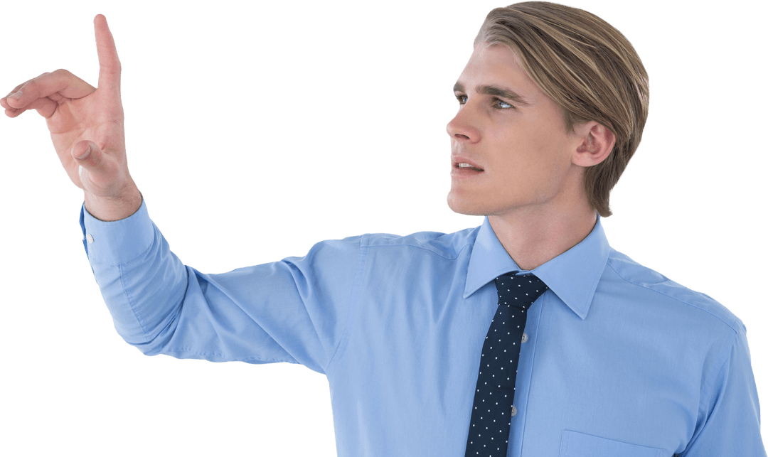 businessman interacting with transparent invisible interface - Download Free Stock Images Pikwizard.com