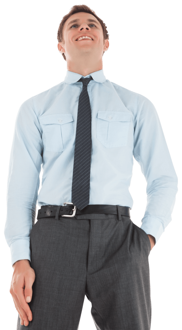 Happy Businessman Standing Confidently in Formal Attire Transparent