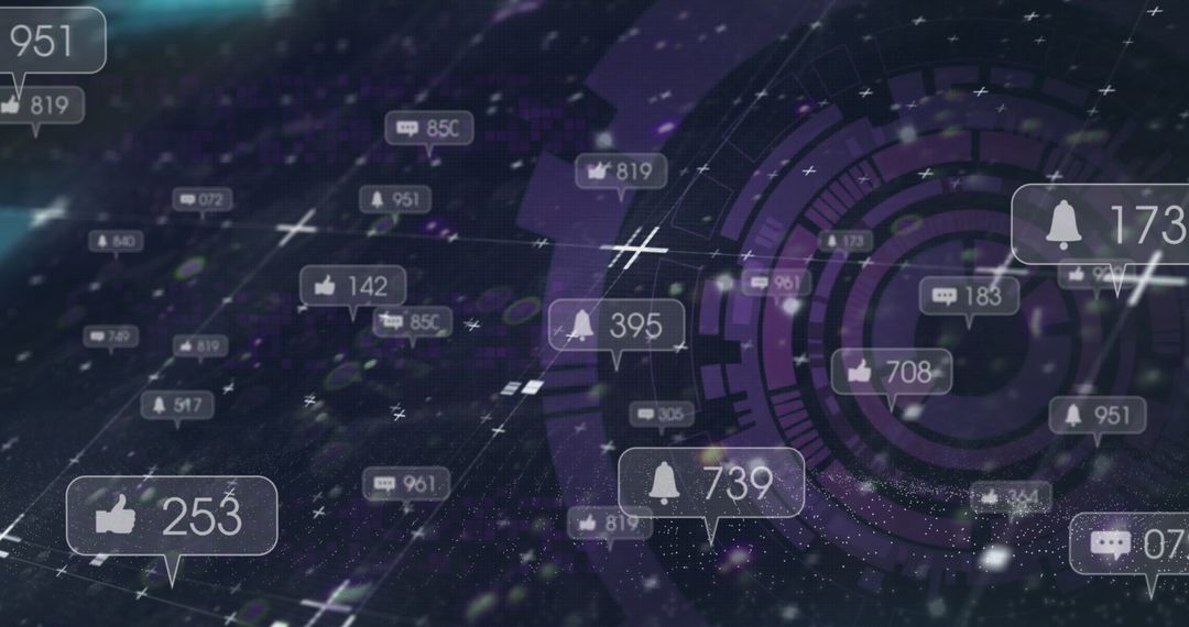 Social Media Icons Over Digital Interface with Data Imagery