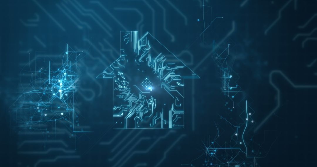 Innovative House Symbol with Digital Circuit Design