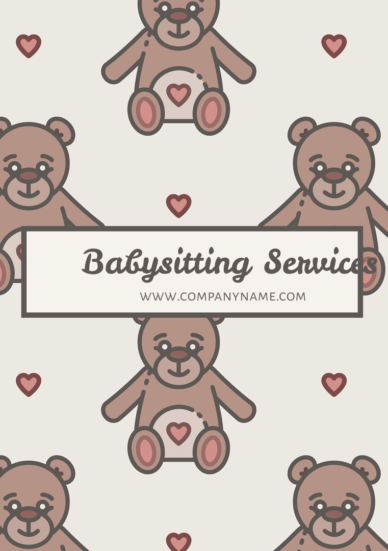 Cute Teddy Bear Theme Babysitting Service Flyer