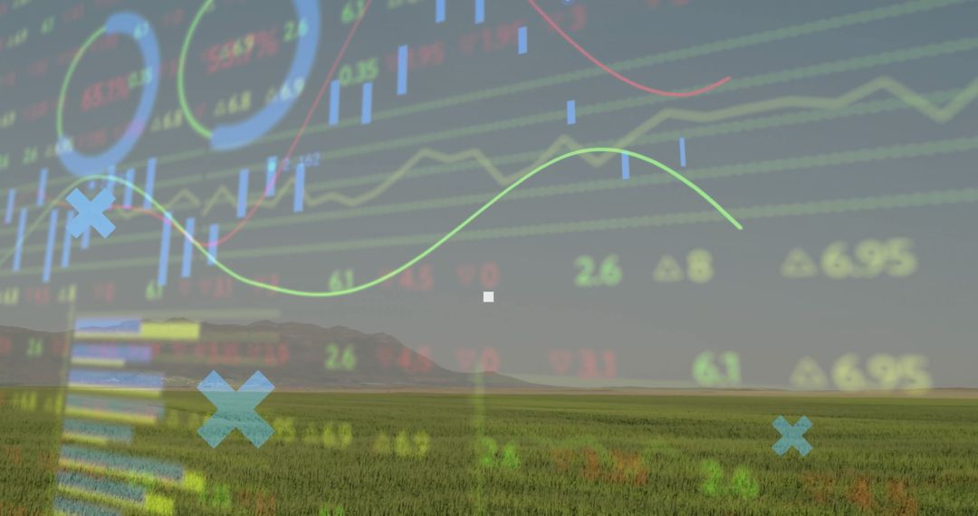 Financial Data and Analytics Visualization in Natural Landscape