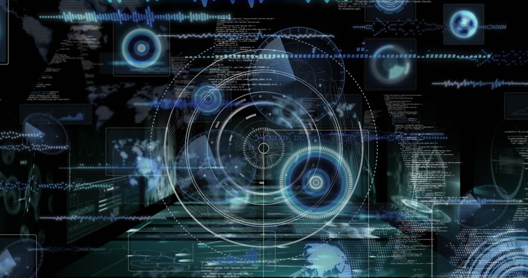 Futuristic Digital Interface with Worldwide Data Visualization