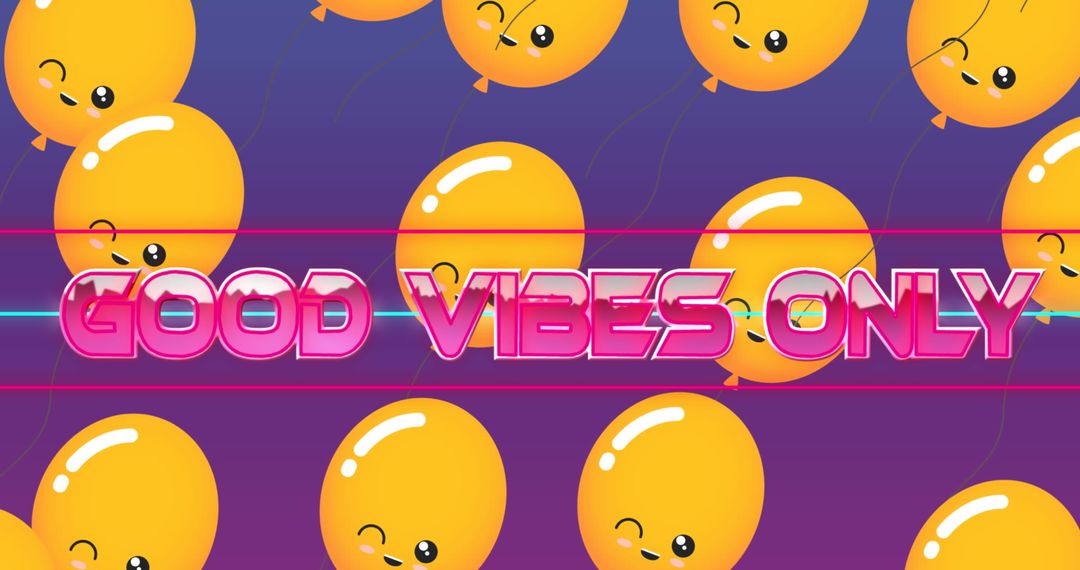 Good Vibes Only with Playful Orange Balloons on Purple