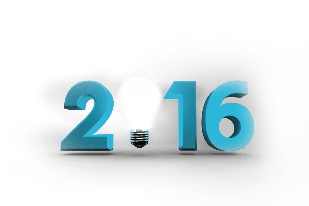 2016 Lightbulb Idea Concept on Transparent Bg