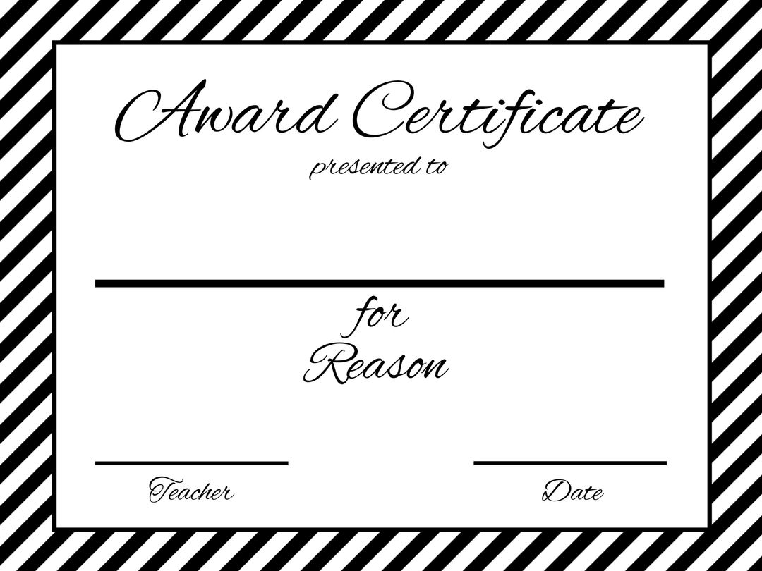 Elegant Black White Certificate Template for Awards and Achievements - Download Free Stock Templates Pikwizard.com