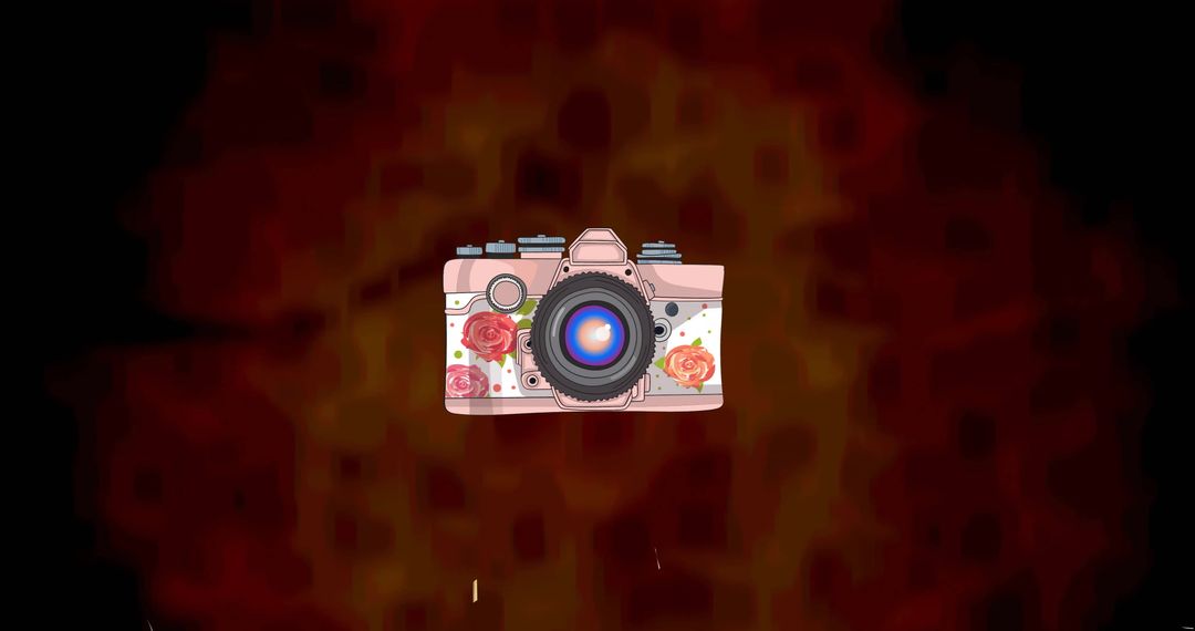 Vintage Camera with Rouge Glow Design Celebrating with Falling Confetti