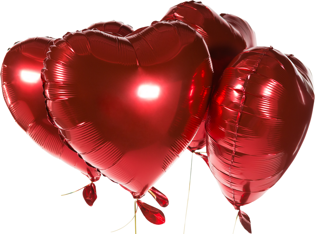 Bright Red Heart-Shaped Balloons in Close-Up with transparent background - Download Free Stock Images Pikwizard.com