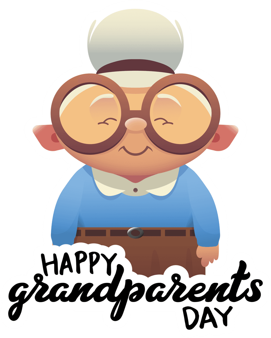 Happy Grandparents Day Graphic with Smiling Grandmother on Transparent Background