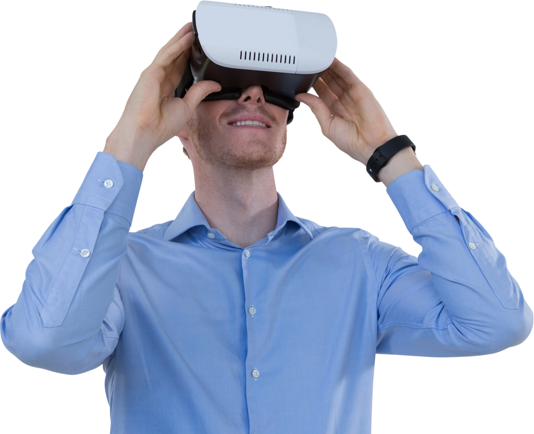 Happy Businessman Using VR Glasses on Transparent Background - Download Free Stock Images Pikwizard.com