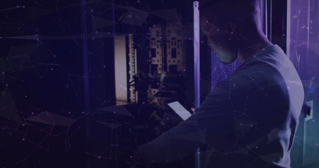 NFT Text Over Blockchain Tech in Server Room