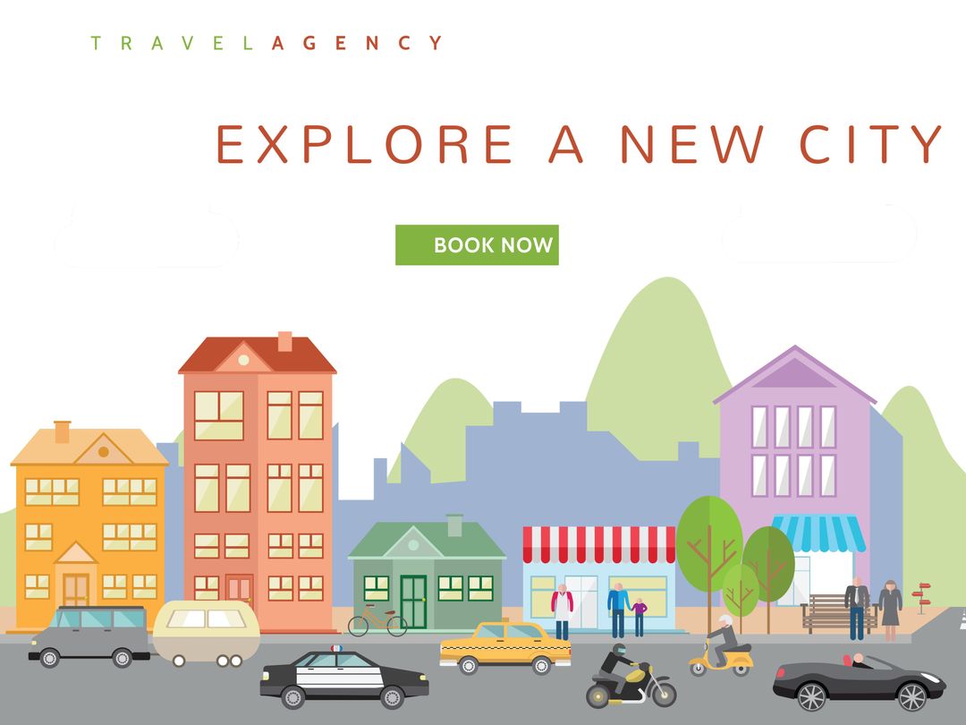 City Adventure Promotion with Colorful Urban Scene
