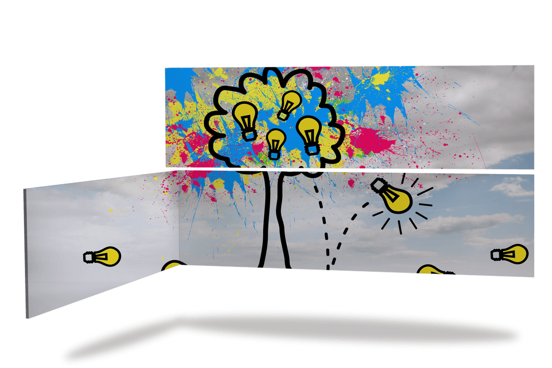 Transparent Abstract Tree Growing Light Bulbs on Virtual Screen