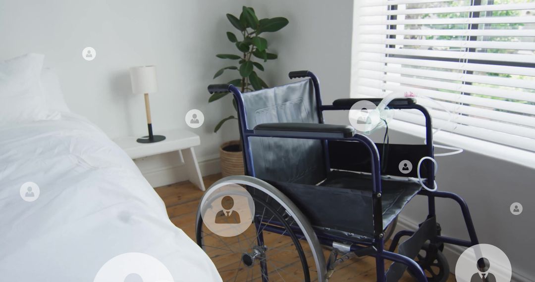 Modern Hospital Room with Wheelchair and Digital Interface