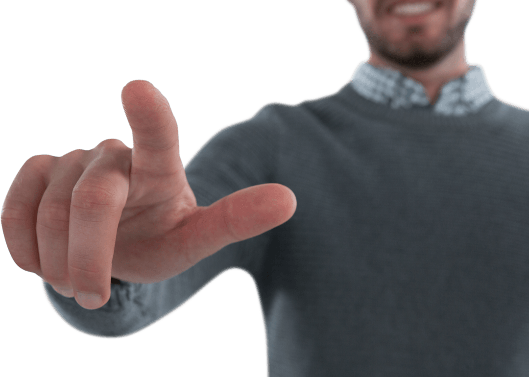 Transparent Close-Up of Man's Hand Reaching Forward