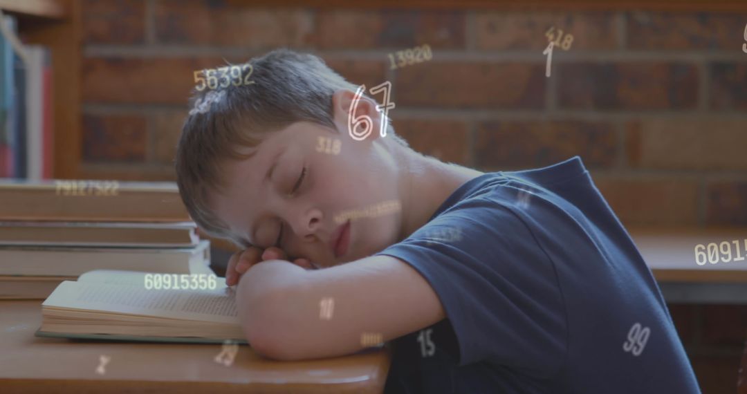 Young Boy Dreaming Among Floating Numbers in Classroom - Free Images, Stock Photos and Pictures on Pikwizard.com