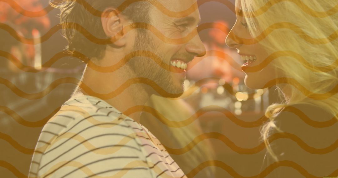 Smiling Couple Connecting in Cozy Lounge Bar Setting