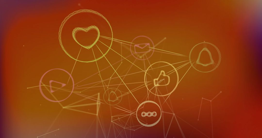 Digital Connections with Network Icons on Red Background