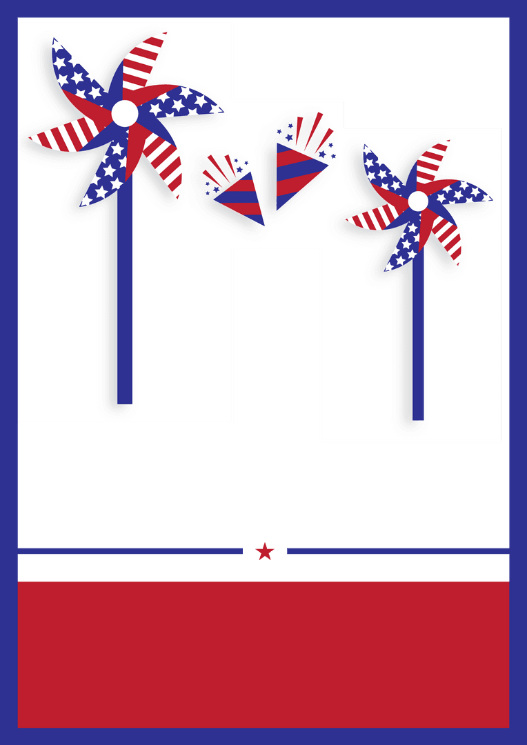 USA Flag Pinwheels on Transparent Background for Patriotic Design